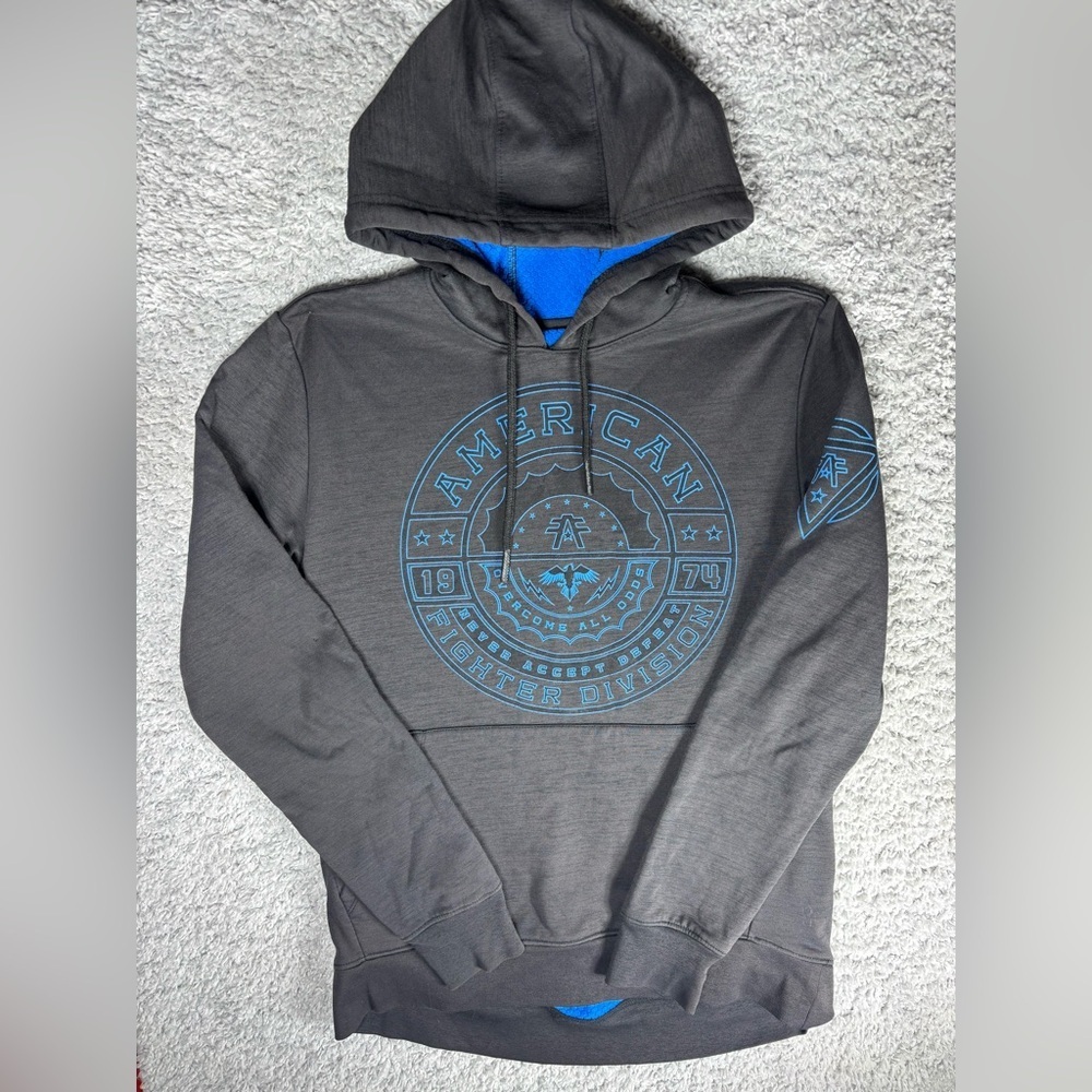 AMERICAN FIGHTER Hoodie Mens Medium 1974 Freemont Never Accept Defeat Hood Train
